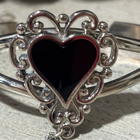 Vintage❤️1995 Signed EJC Ebony Heart Bracelet & Ring - Picture 2 of 5